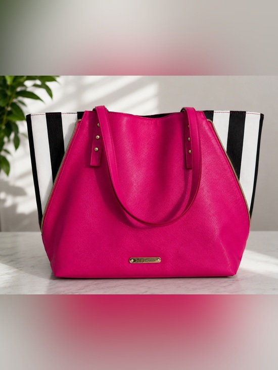 Juicy Couture Handbags - Juicy Couture Fuchsia Stripe Tote Bag
